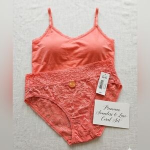 Joe Fresh Coral Lace Camisole & Brief Set